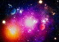 Chaotic space background. planets, stars and galaxies in outer space showing the beauty of space exploration. Elements furnished