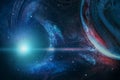 Planets, stars and galaxies in outer space showing the beauty of space exploration. Elements furnished by NASA Royalty Free Stock Photo