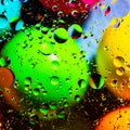 Mixing water and oil on a beautiful color abstract background gradient balls circles and ovals