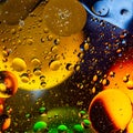 Mixing water and oil on a beautiful color abstract background gradient balls circles and ovals