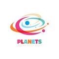 Planets - Vector Logo Concept. Abstract Space Illustration. Solar System Sign. Galaxy Symbol. Design Element