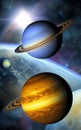 Planets venus and Saturn illustration Artificial Intelligence artwork generated