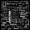 planets word cloud, word cloud use for banner, painting, motivation, web-page, website background, t-shirt & shirt printing,