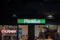 Planika Shoes sign in front of their local shop in Belgrade. Royalty Free Stock Photo