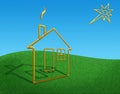 Planimetric gold small house