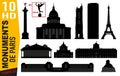 Plate number 3 pictograms of Parisian monuments with the louvre, the pantheon or montparnasse