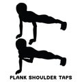 Plank shoulder taps. Sport exersice. Silhouettes of woman doing exercise. Workout, training