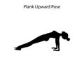 Plank upward pose yoga workout silhouette. Healthy lifestyle vector illustration