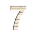 Plank wall font. The digit seven, 7 cut out of paper on a old plank wall with faded paint. Set of decorative fonts on wood