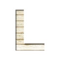 Plank wall font. The letter L cut out of paper on a old plank wall with faded paint. Set of decorative fonts on wood