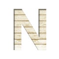 Plank wall font. The letter N cut out of paper on a old plank wall with faded paint. Set of decorative fonts on wood