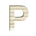 Plank wall font. The letter P cut out of paper on a old plank wall with faded paint. Set of decorative fonts on wood