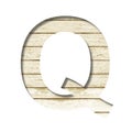 Plank wall font. The letter Q cut out of paper on a old plank wall with faded paint. Set of decorative fonts on wood Royalty Free Stock Photo