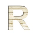 Plank wall font. The letter R cut out of paper on a old plank wall with faded paint. Set of decorative fonts on wood Royalty Free Stock Photo