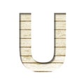 Plank wall font. The letter U cut out of paper on a old plank wall with faded paint. Set of decorative fonts on wood