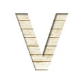 Plank wall font. The letter V cut out of paper on a old plank wall with faded paint. Set of decorative fonts on wood