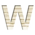 Plank wall font. The letter W cut out of paper on a old plank wall with faded paint. Set of decorative fonts on wood