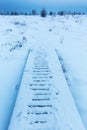 Planked footpath in the snowy High Vens, Belgium Royalty Free Stock Photo