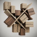Planks intersect through the center supporting and dividing the Royalty Free Stock Photo