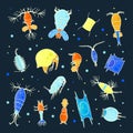 Plankton, collection of bright small water organisms