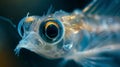 A the plankton there is a larger more noticeable organism a tiny fish with wide eyes and shimmering scales. This fish is