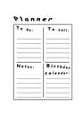 Daily planner, blank template. Vector digital planner illustration design new Royalty Free Stock Photo