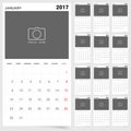 Planner calendar january 2017 design illustration Royalty Free Stock Photo