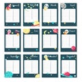 Planner calendar vector template with space animals