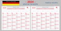 2024 Planner Calendar. Wall organizer, yearly planner template. Vector, German