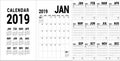 Planner 2019. English calendar template. Vector calender grid. O Royalty Free Stock Photo