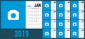 Planner 2019. English calendar template. Vector calender grid. O Royalty Free Stock Photo