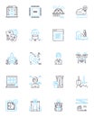 Planner linear icons set. Schedule, Organizer, Agenda, Calendar, Taskmaster, To-do list, Efficiency line vector and