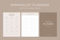 Planner minimal sheets for 2023 year vector template
