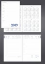 Daily planner for 2019 new year with calendar