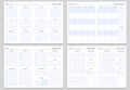 Planner note pages templates. Yearly, monthly and weekly planners. Daily tasks, goals and appointments template vector set Royalty Free Stock Photo