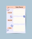 Daily planner note paper to do list stickers templates decorated by cute kids illustrations