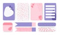 Planner notebook page sticker duct tape vector set