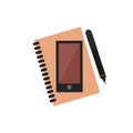 Planner notebook vector illustration phone touchscreen smartphone device isolated display digital electronic