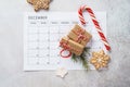 Planner page with Christmas gift boxes, cookies and decoration