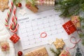 Planner page with Christmas gift boxes and decoration around