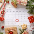 Planner page with Christmas gift boxes and decoration around