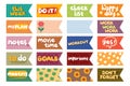 Collection of weekly or daily planner sticker, to do list, stickers templates. School scheduler and organizer Royalty Free Stock Photo