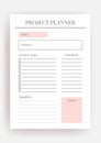 Planner sheet vector. Printable vertical notebook page Royalty Free Stock Photo