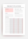 Planner sheet vector. Printable vertical notebook page Royalty Free Stock Photo