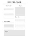 Planner sheet vector. Printable vertical notebook page Royalty Free Stock Photo