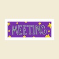 Planner sticker. Cartoon mark for kids notebook and journal. Diary doodle label. Agenda and reminder. Meeting timetable