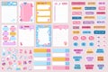 Planner and stickers. Organized daily notebooks, diary agenda reminder. Check lists calendar cards, weekly labels Royalty Free Stock Photo