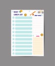 Daily Planner Template. Note Paper and Stickers Set with Funny Illustrations Background. Good for Kids. Organizer and Schedule