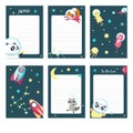 Planner vector template with cute space animals