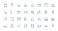 Planners linear icons set. Scheduling, Calendars, Time-management, Organization, Productivity, Efficiency, Task-list